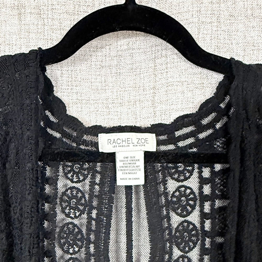 Rachel Zoe Lace Kimono Duster Womens OS Black Sheer Boho Festival Spooky Witchy - Picture 3 of 5
